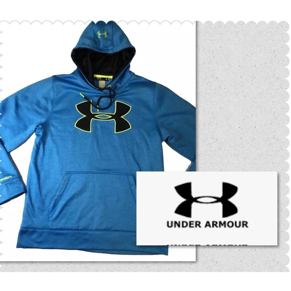 Under Armour UA Storm - Men's - Medium - Teal Blue - Pullover - Hoodie Big‎ Logo